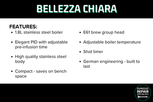 Infographic about Bellezza Chiara Espresso Coffee Machine - Espresso Repair Specialists NZ
