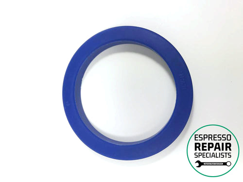 Blue Silicon portafilter gasket coffee machine head seal with Espresso Repair Specialists logo