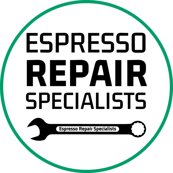 Espresso Repair Specialists NZ Logo - black text with green circle