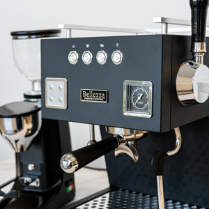 Close up of Bellezza Bellona Coffee Machine in black - Espresso Repair Specialists NZ